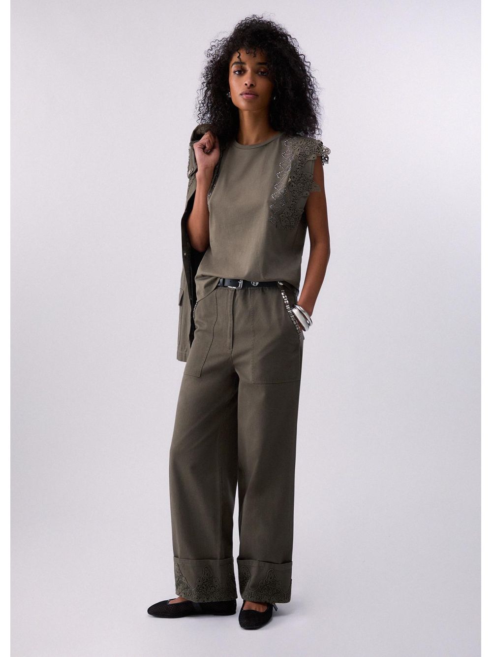 T-shirt Liu Jo con dettagli macramè Donna - Verde