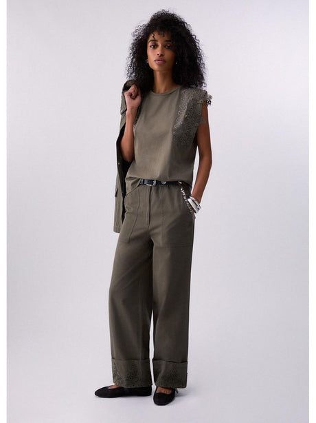 T-shirt Liu Jo con dettagli macramè Donna - Verde