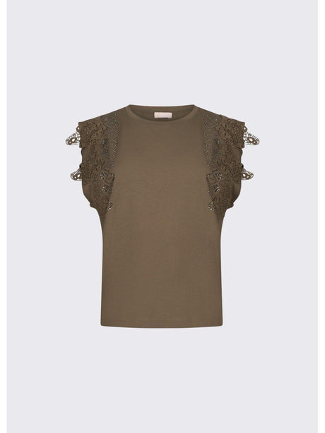 T-shirt Liu Jo con dettagli macramè Donna - Verde