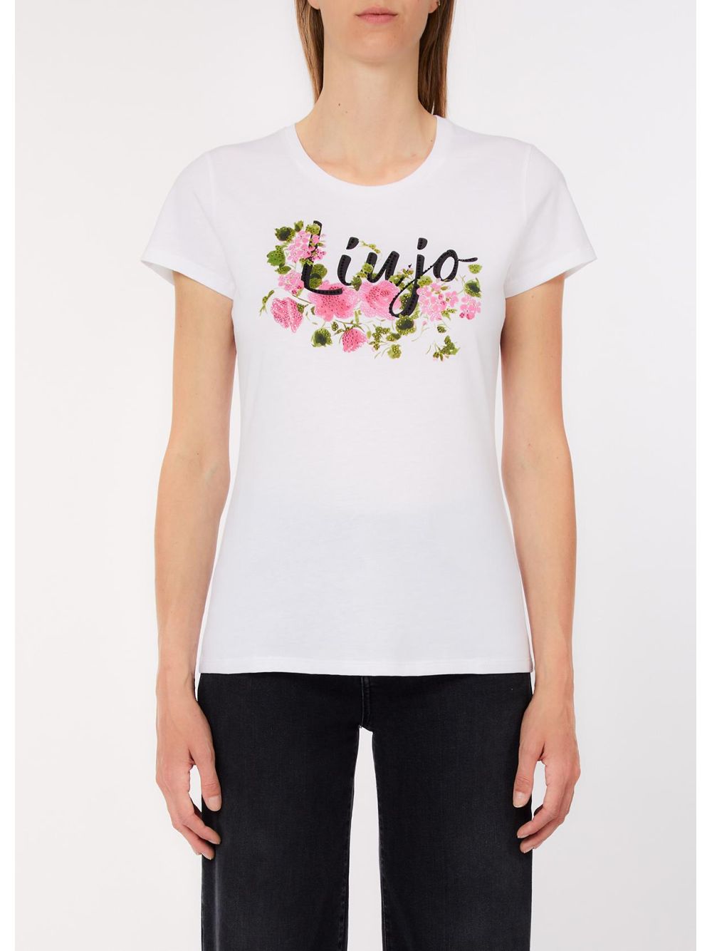 T-shirt Liu Jo con stampa e strass Donna - Bianco