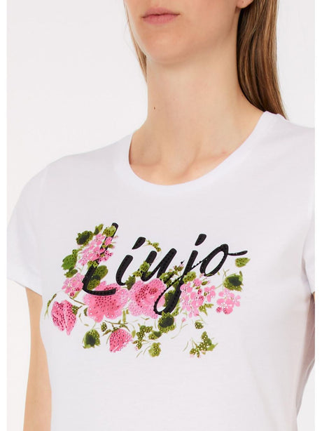 T-shirt Liu Jo con stampa e strass Donna - Bianco