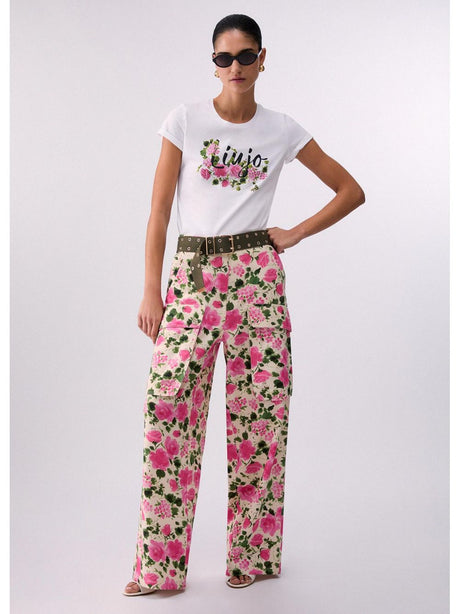 T-shirt Liu Jo con stampa e strass Donna - Bianco