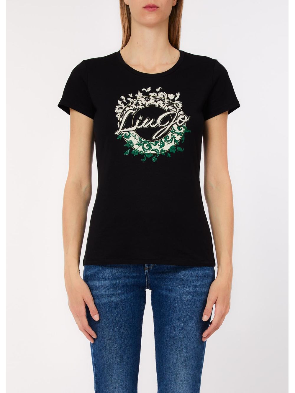 T-shirt Liu Jo con stampa e strass Donna - Nero