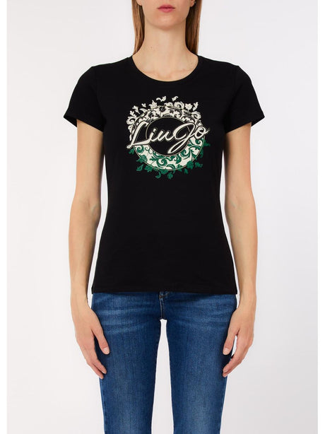 T-shirt Liu Jo con stampa e strass Donna - Nero