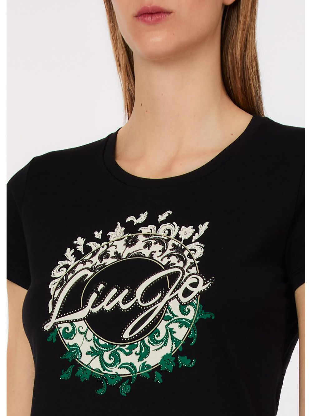 T-shirt Liu Jo con stampa e strass Donna - Nero