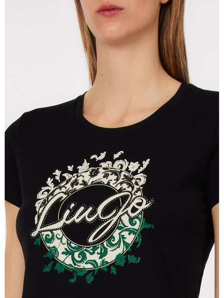 T-shirt Liu Jo con stampa e strass Donna - Nero