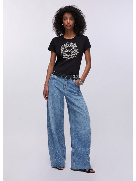 T-shirt Liu Jo con stampa e strass Donna - Nero
