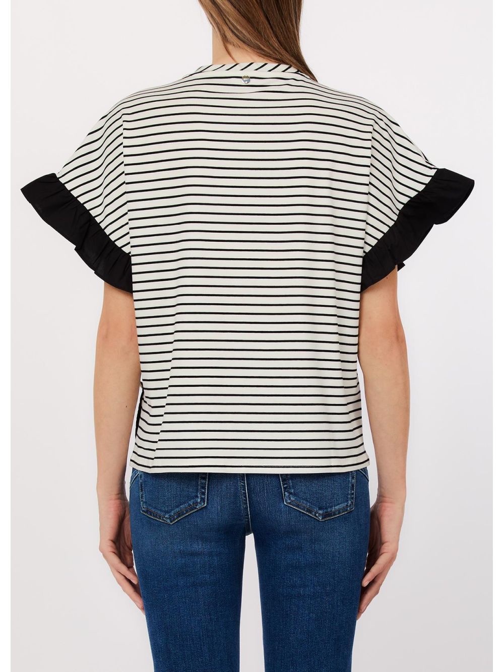 T-shirt Liu Jo a righe con bottoni gioiello Donna - Nero