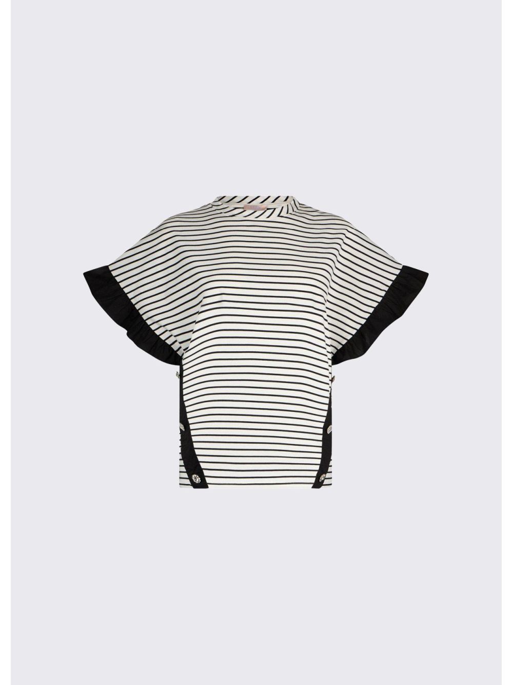 T-shirt Liu Jo a righe con bottoni gioiello Donna - Nero