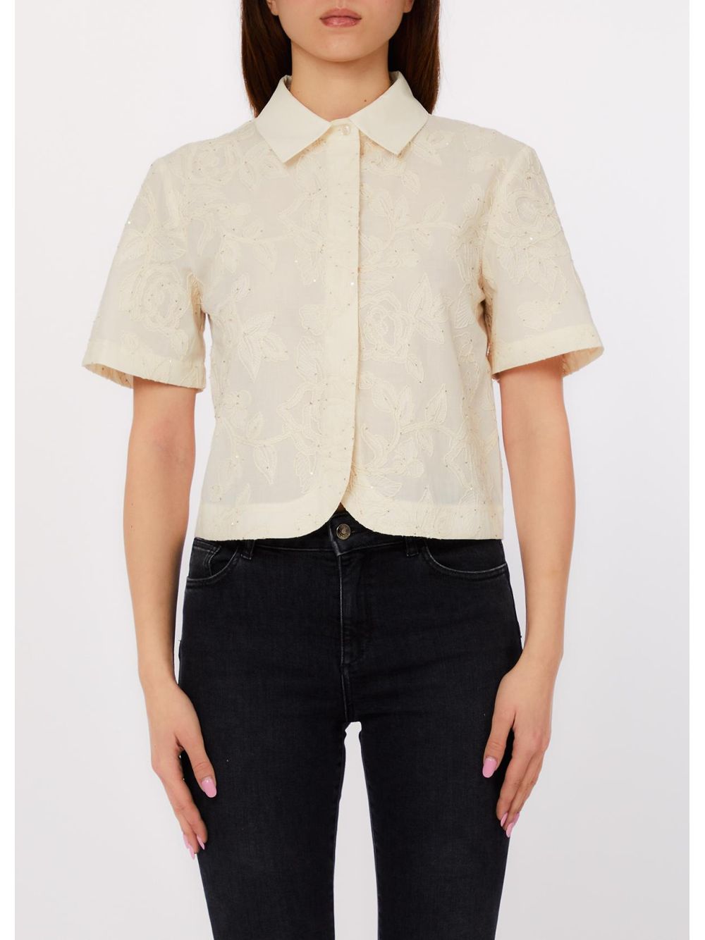 Blusa Liu Jo con ricami e paillettes Donna - Avorio