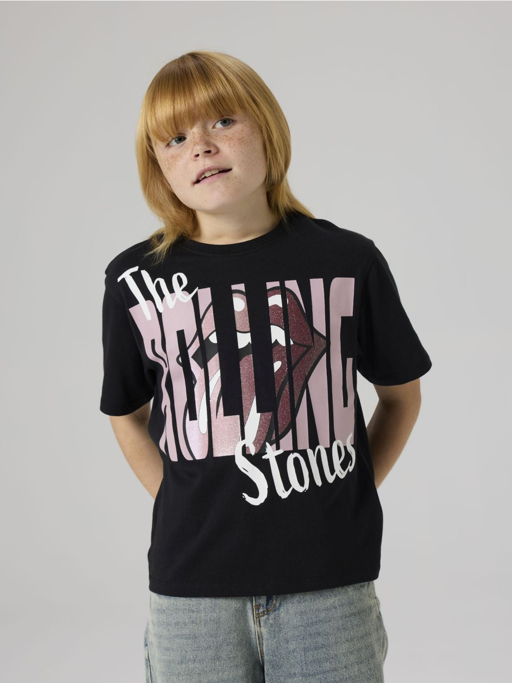 T-shirt Name It DYBA ROLLINGS SS NREG BOX UNV Bambina - Nero