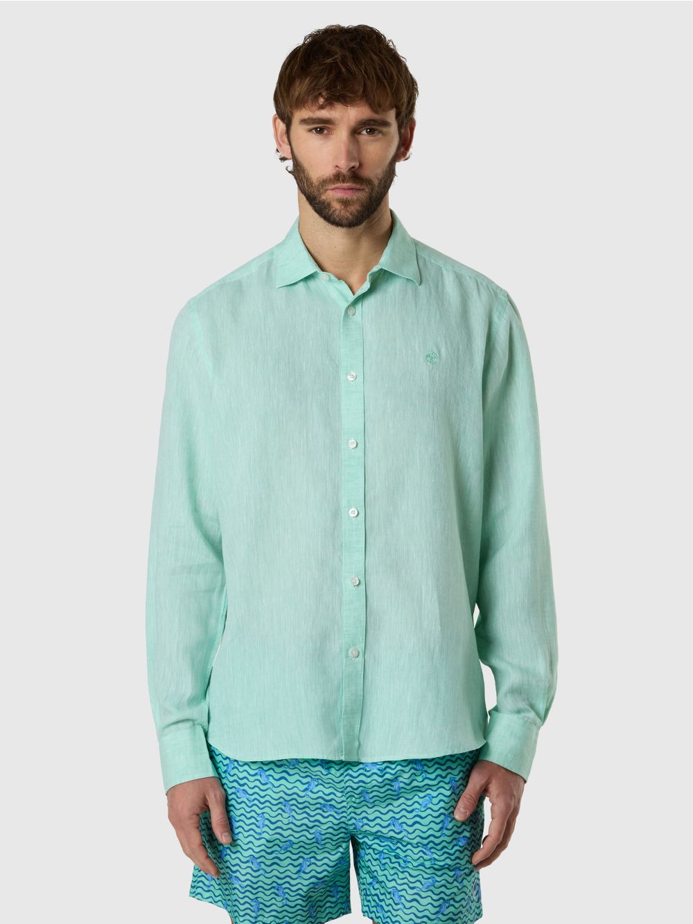 Camicia North Sails di lino a maniche lunghe Uomo - Azzurro