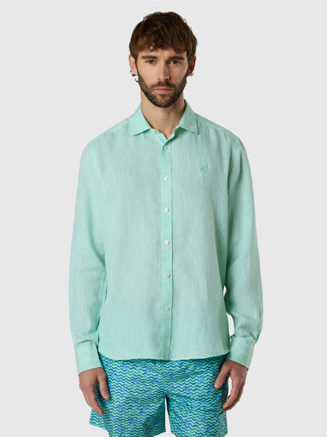 Camicia North Sails di lino a maniche lunghe Uomo - Azzurro