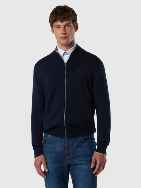 Felpa North Sails con zip e logo tono su tono Uomo - Navy