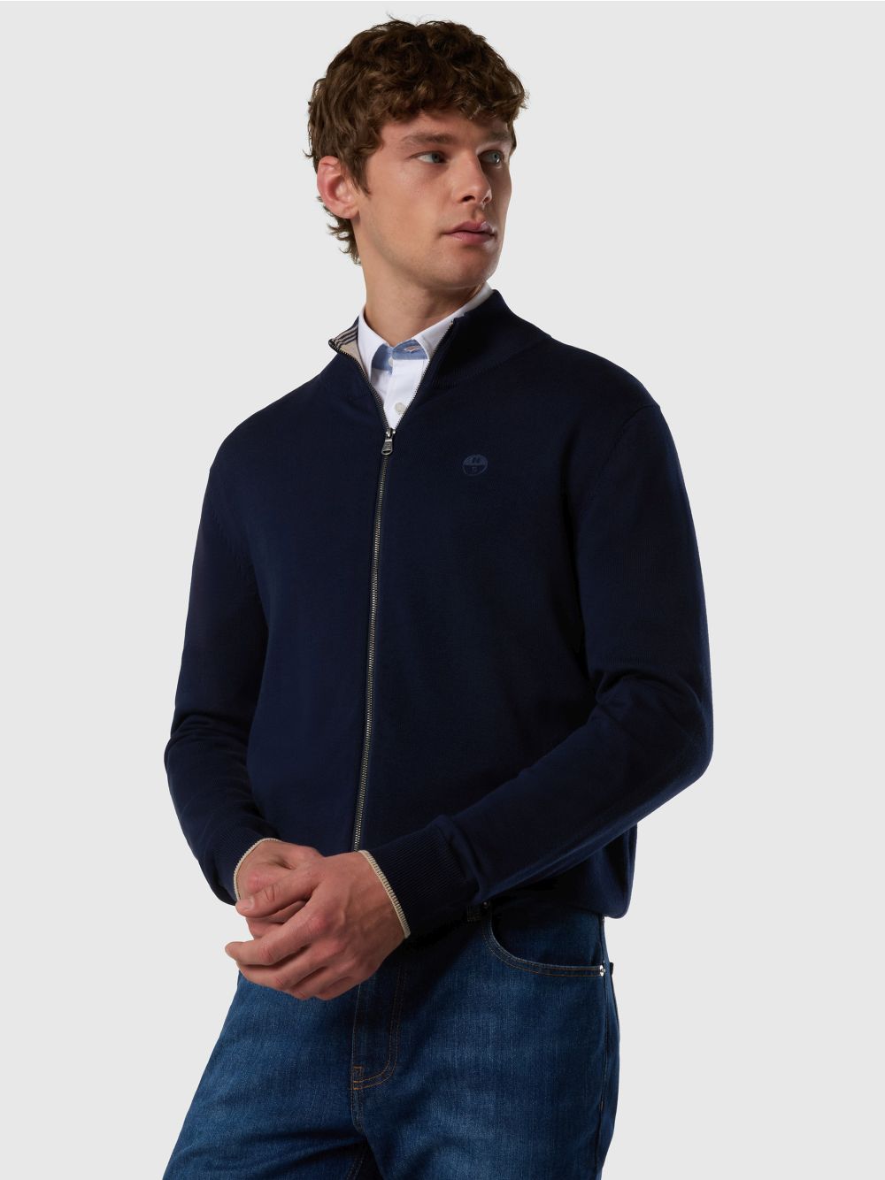 Felpa North Sails con zip e logo tono su tono Uomo - Navy