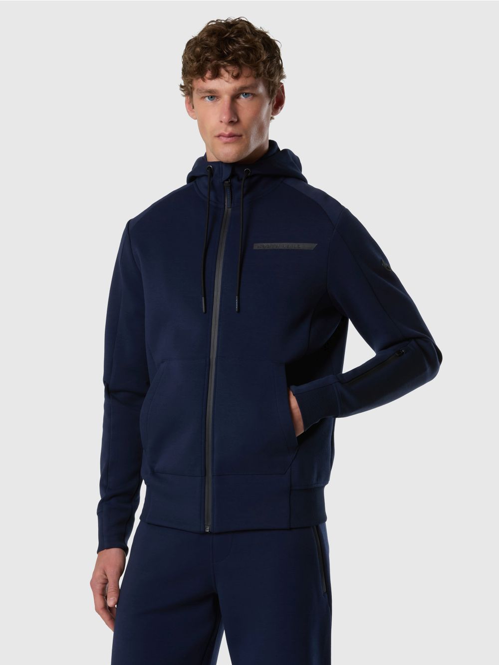 Felpa North Sails hoodie in scuba con zip Uomo - Navy