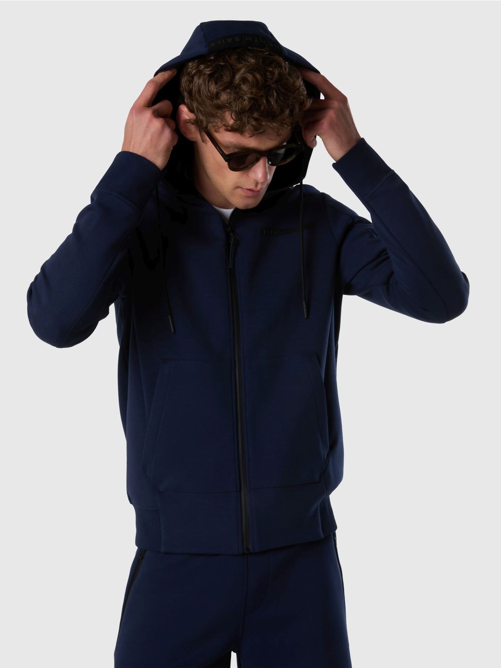 Felpa North Sails hoodie in scuba con zip Uomo - Navy