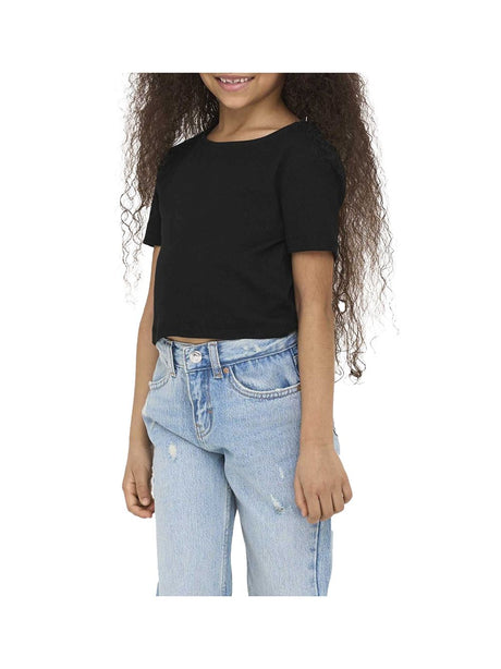 Top Only RENE LIFE S/S OPEN BACK TOP JRS Bambina - Nero