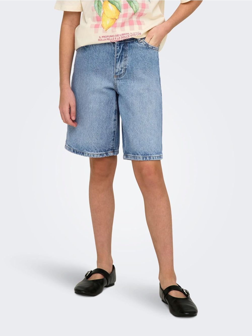 Bermuda Only SONNY HW WIDE DNM SHORTS NOOS Bambina - Denim