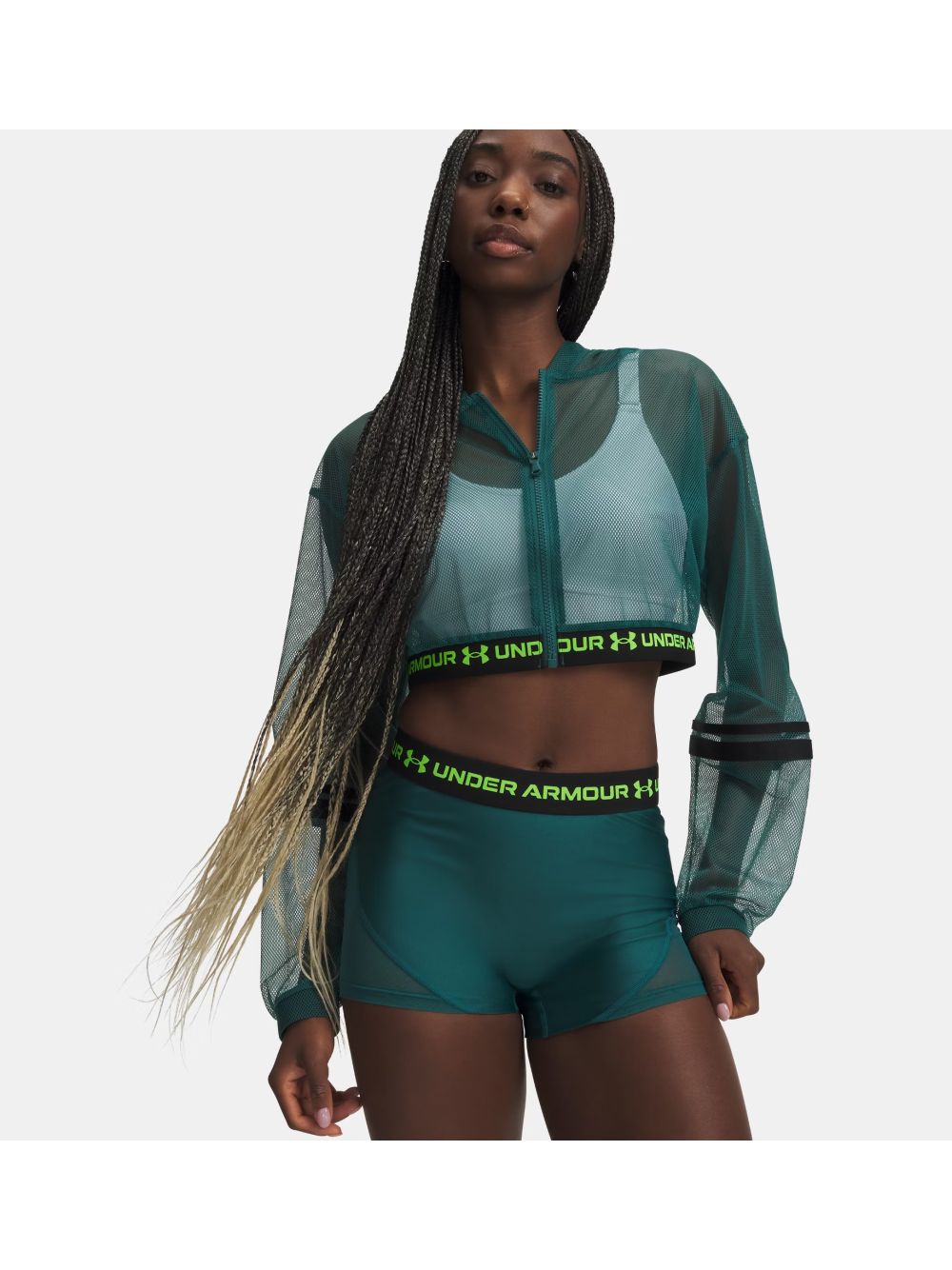 Felpa Under Armour HEATGEAR MESH FZ Donna - Verde