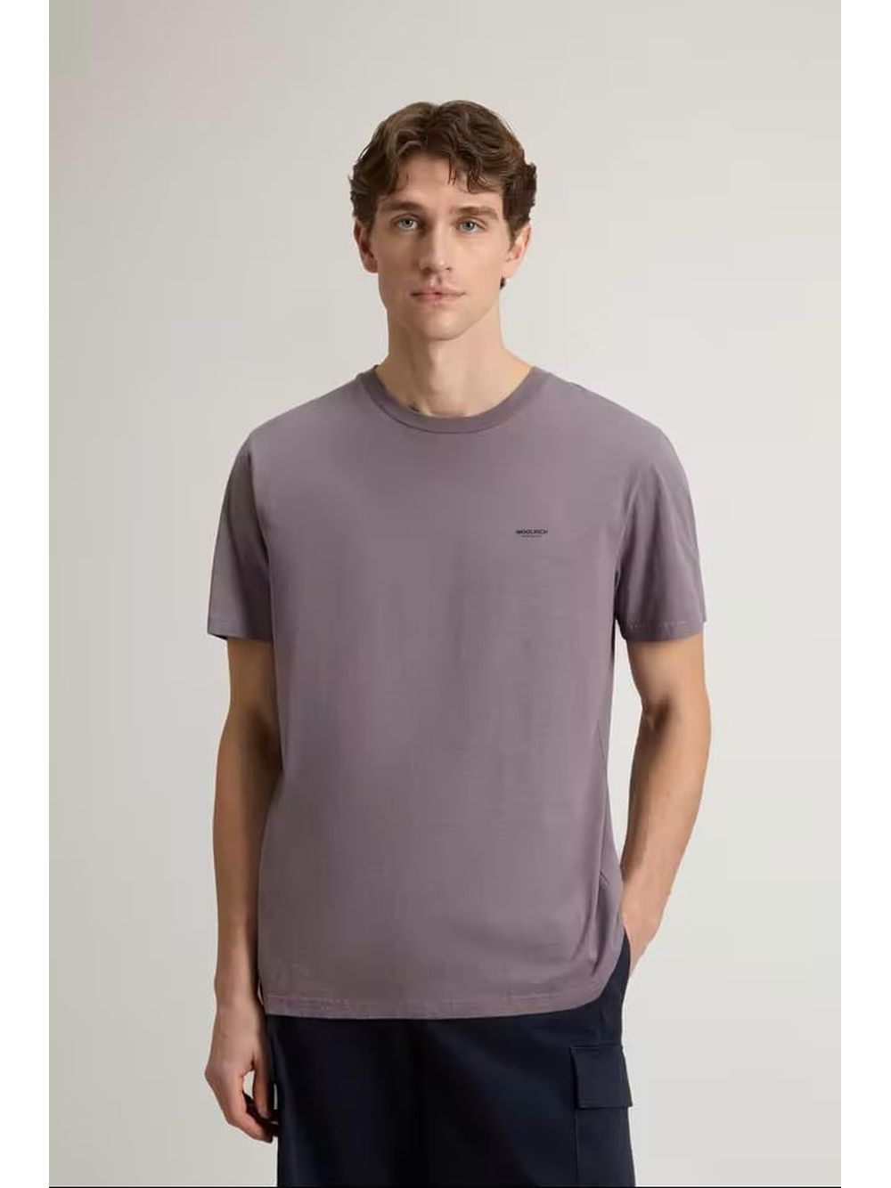 T-shirt Woolrich SLUB LOGO Uomo - Grigio