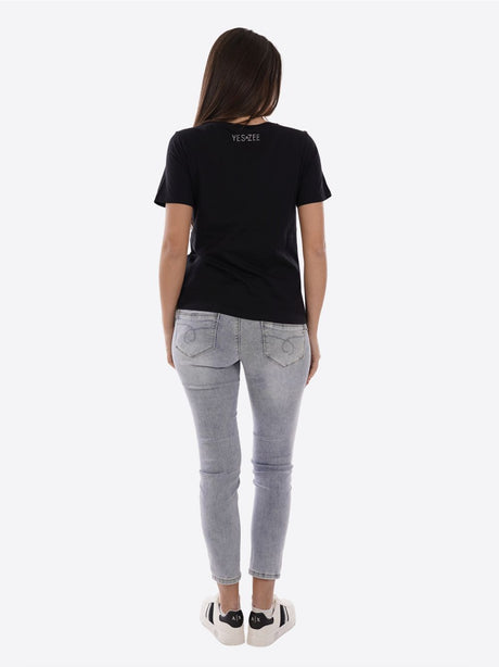 T-shirt Yes Zee Donna - Nero