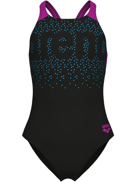 Costume Sportivo Arena PAINTERLY SWIMSUIT V BACK Bambina - Nero