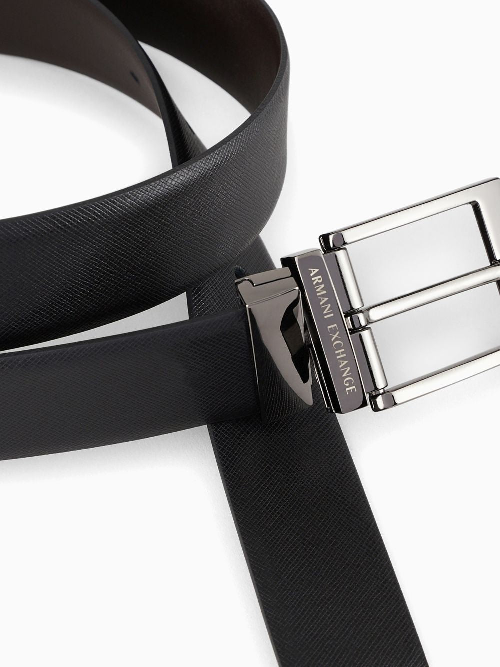 Cinta Armani reversibile in pelle con fibbia rettangolare Uomo - Nero