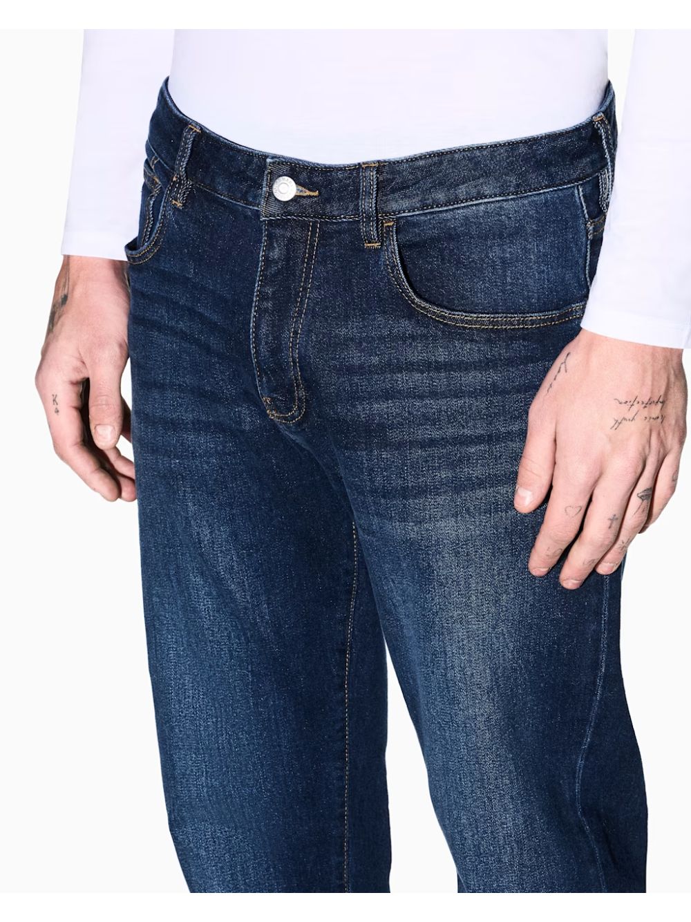 Jeans Armani 5 tasche con cuciture a contrasto Essential Uomo - Denim