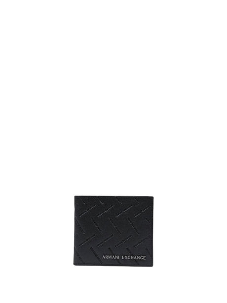 Portafoglio Armani bifold in pelle con motivo diagonale in rilievo Uomo - Nero