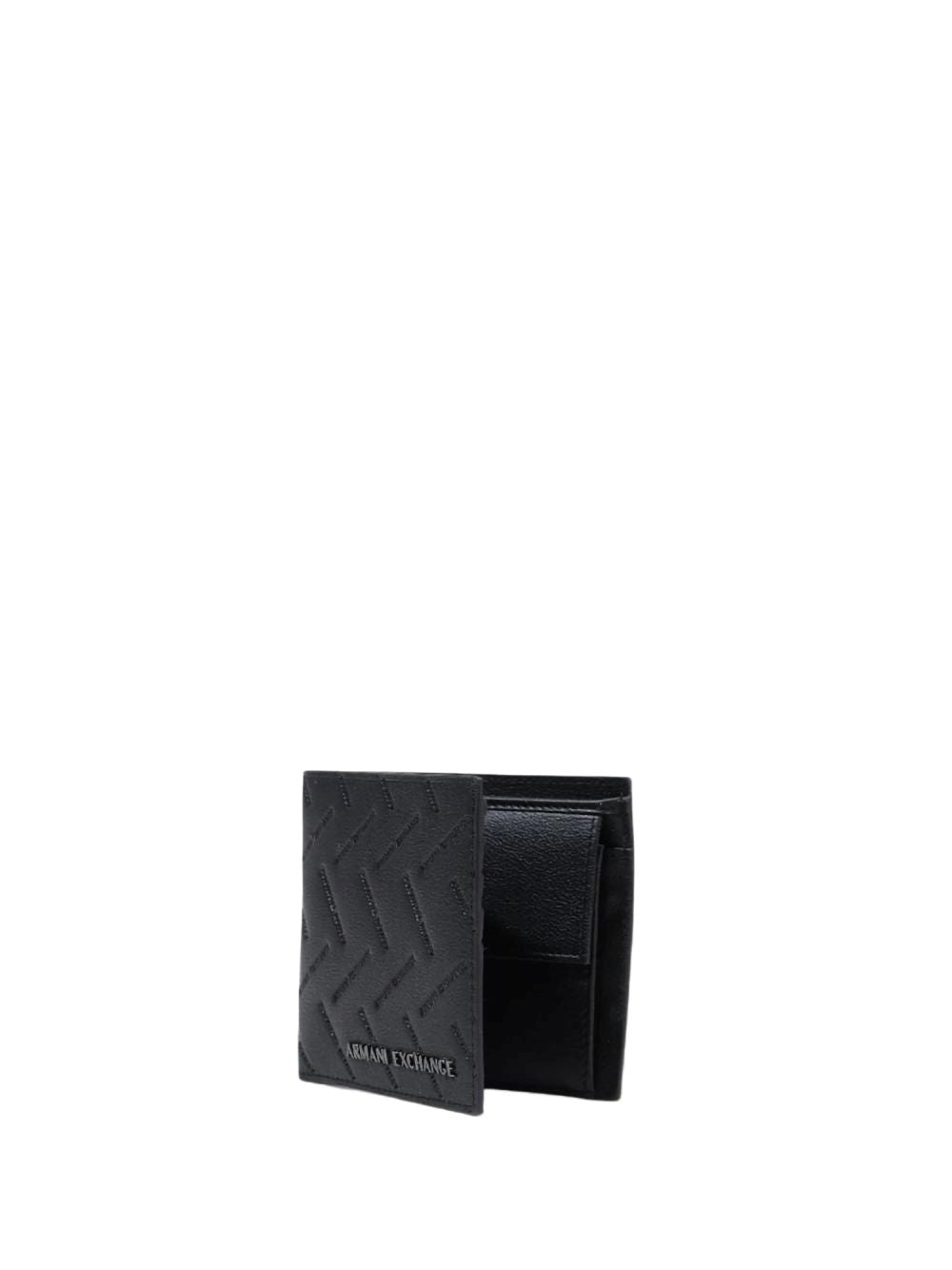 Portafoglio Armani bifold in pelle con motivo diagonale in rilievo Uomo - Nero