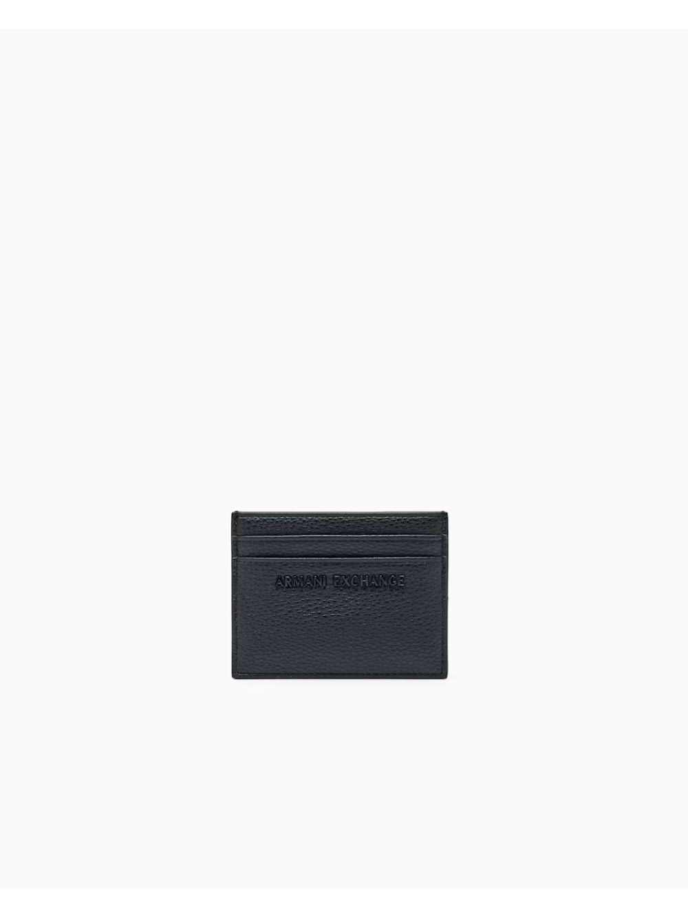 Portafoglio Armani minimalista con finitura a rilievo e scomparti Uomo - Nero
