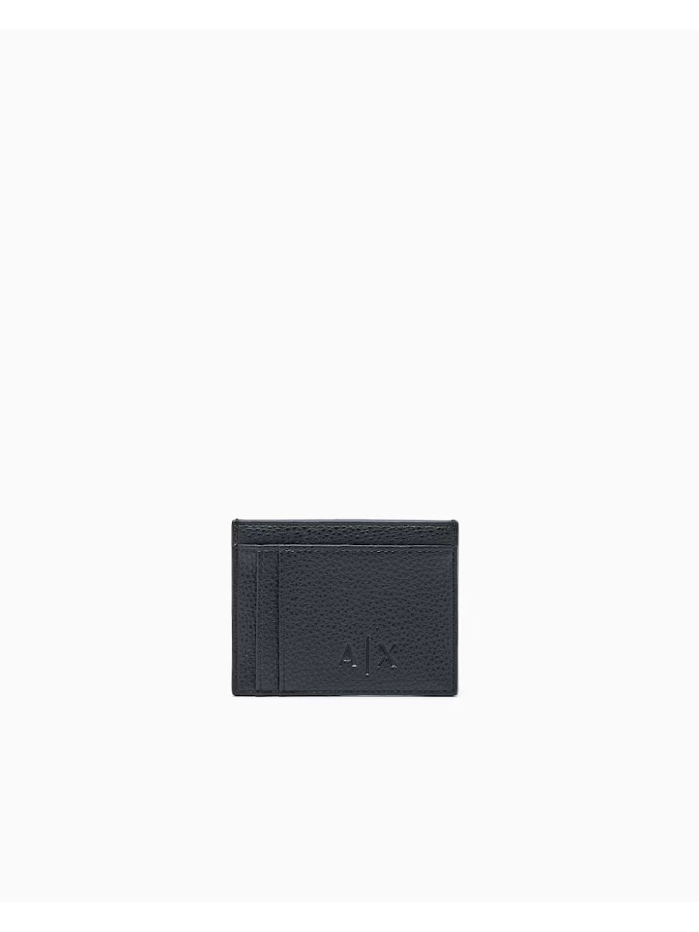 Portafoglio Armani minimalista con finitura a rilievo e scomparti Uomo - Nero