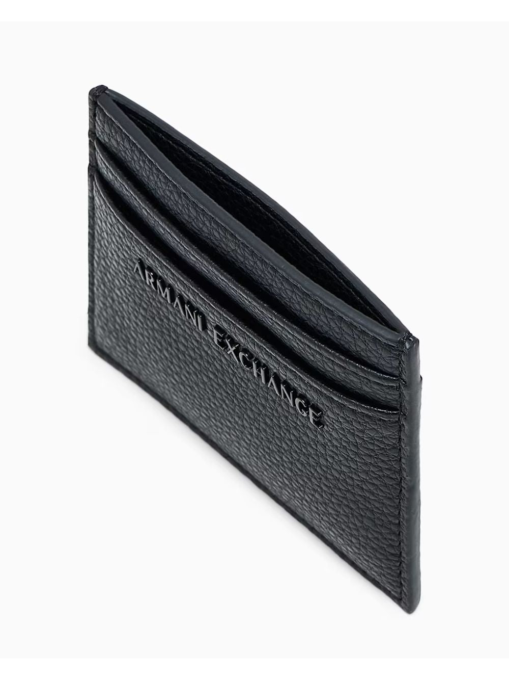 Portafoglio Armani minimalista con finitura a rilievo e scomparti Uomo - Nero