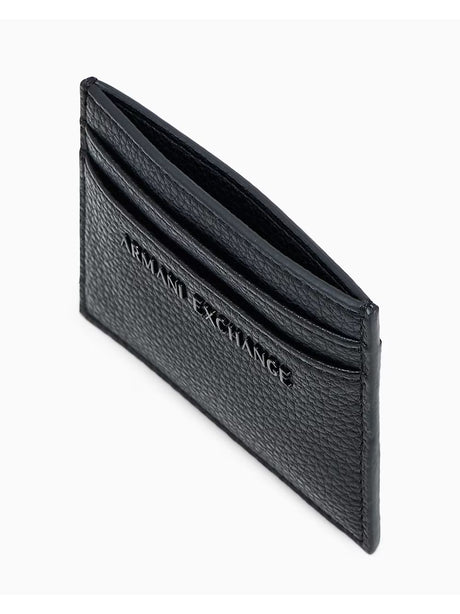 Portafoglio Armani minimalista con finitura a rilievo e scomparti Uomo - Nero