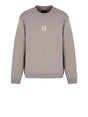 Felpa Armani girocollo in cotone elasticizzato con logo Icon Uomo - Marrone