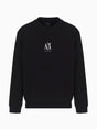 Felpa Armani girocollo in cotone elasticizzato con logo Icon Uomo - Nero