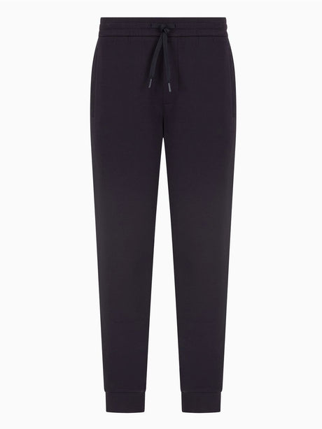 Pantalone Armani jogger in cotone stretch con coulisse Icon Uomo - Navy