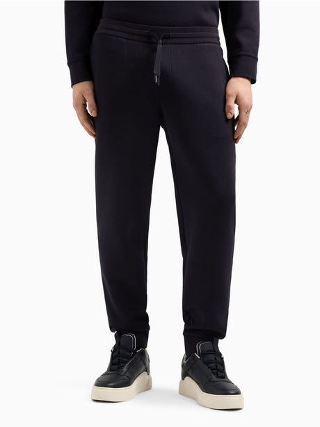 Pantalone Armani jogger in cotone stretch con coulisse Icon Uomo - Navy