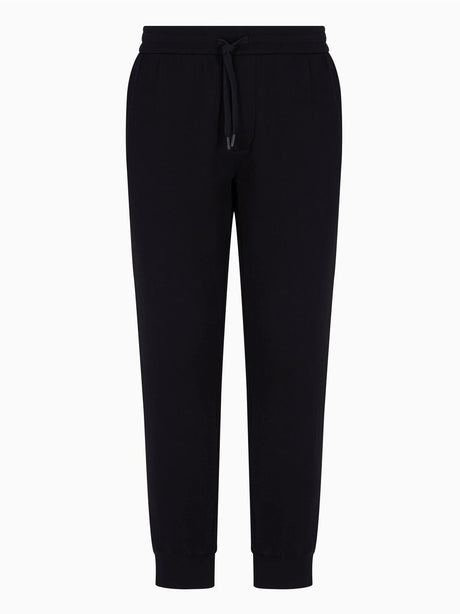 Pantalone Armani jogger in cotone stretch con coulisse Icon Uomo - Nero