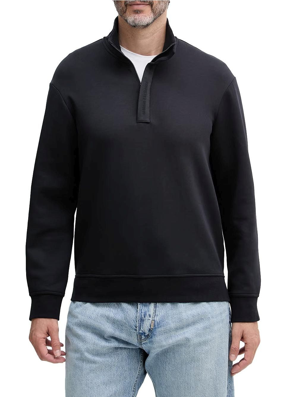 Felpa Armani collo alto con bottoni nascosti Uomo - Navy