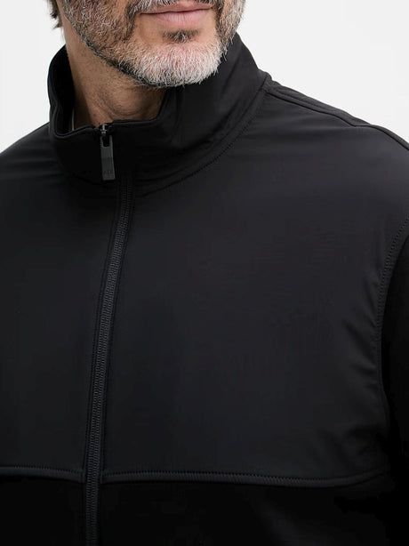 Giubbino Armani full zip in cotone con collo alto Essential Uomo - Nero