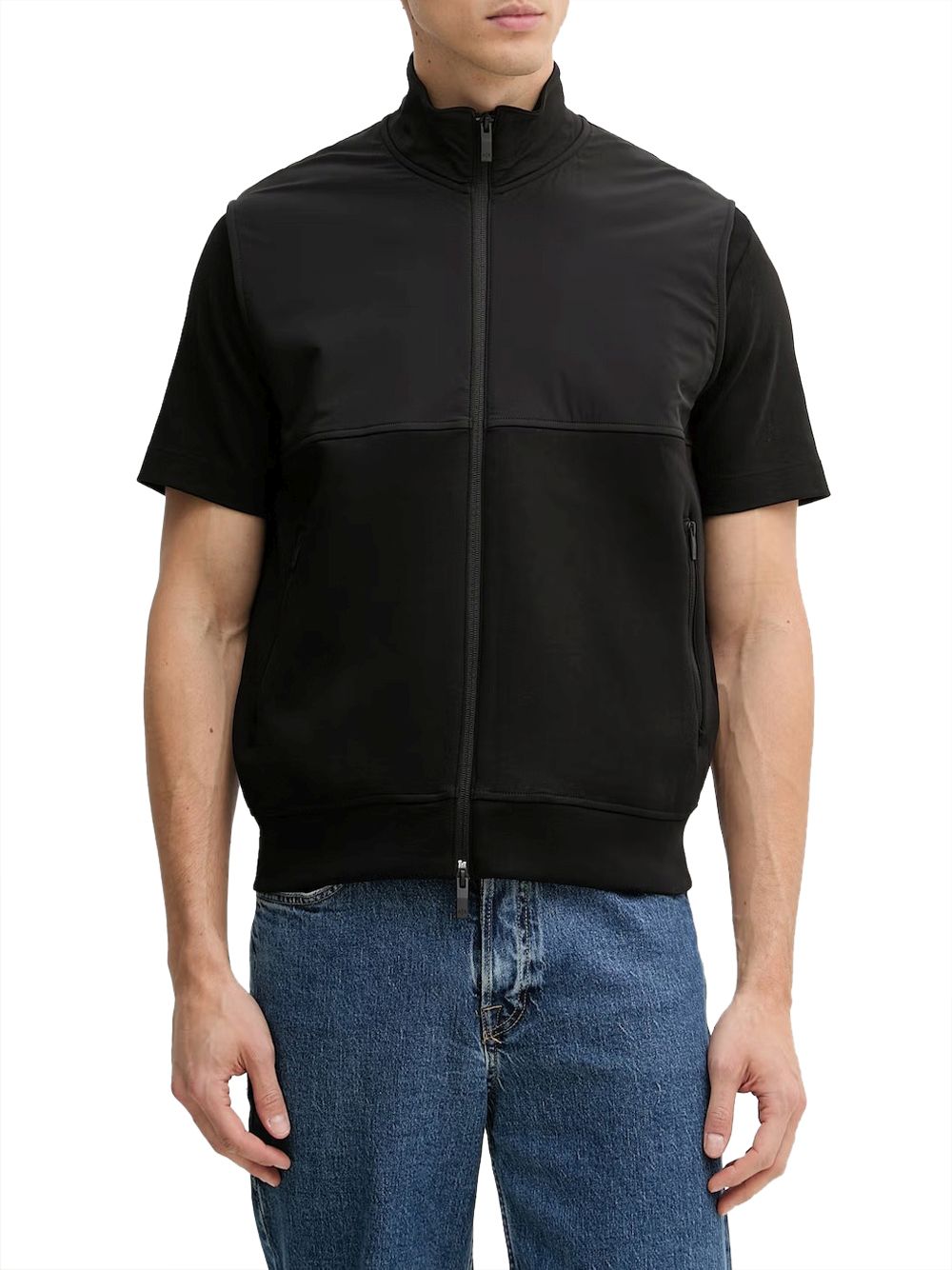 Gilet Armani con collo alto in cotone elasticizzato Essential Uomo - Nero