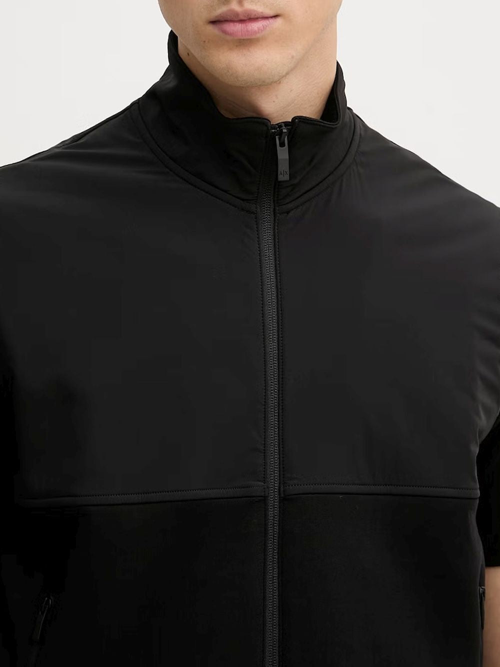 Gilet Armani con collo alto in cotone elasticizzato Essential Uomo - Nero
