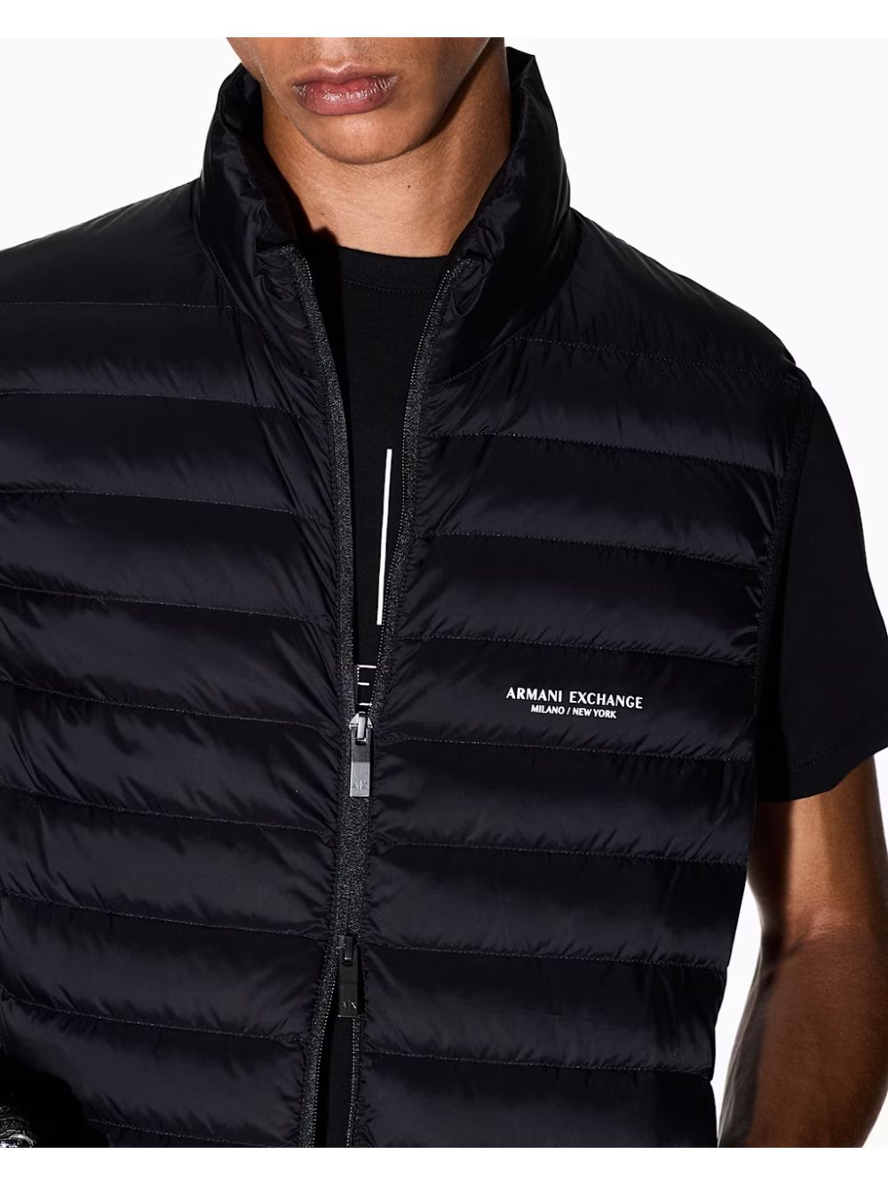 Gilet Armani trapuntato in nylon con collo alto Essential Uomo - Marrone