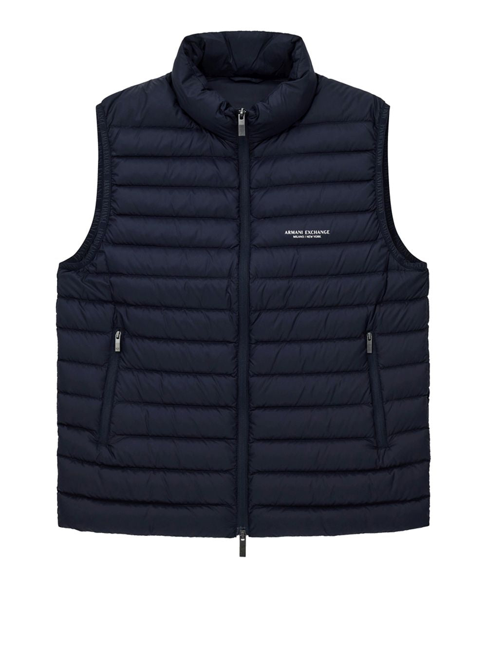 Gilet Armani trapuntato in nylon con collo alto Essential Uomo - Navy