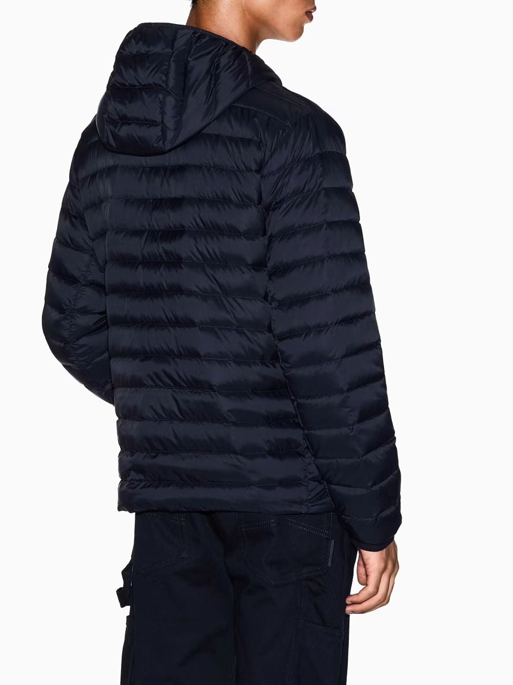 Piumino Armani trapuntato in nylon con cappuccio Essential Uomo - Navy