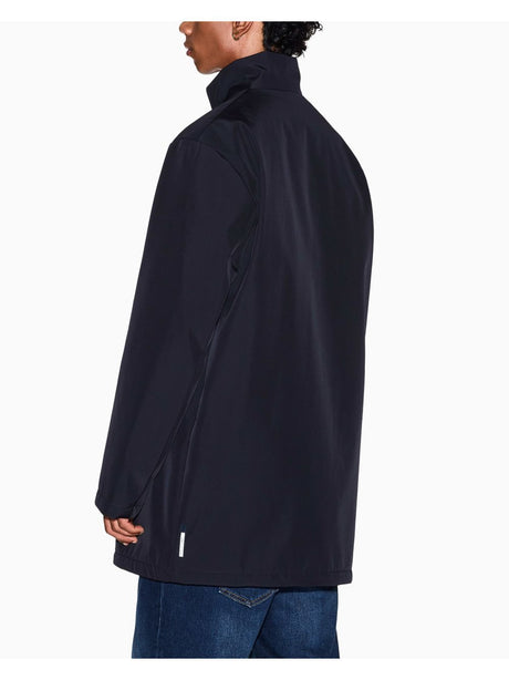 Cappotto Armani lungo con collo alto e zip a scomparsa Essential Uomo - Navy