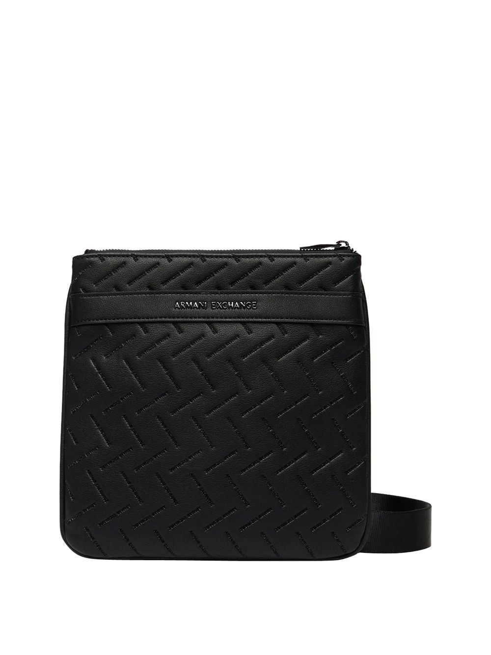 Borsa Tracolla Armani con motivo in rilievo e chiusura con zip Uomo - Nero