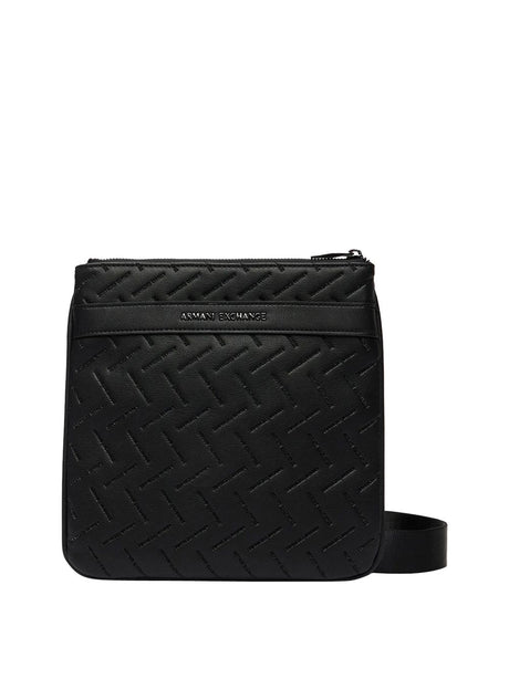 Borsa Tracolla Armani con motivo in rilievo e chiusura con zip Uomo - Nero